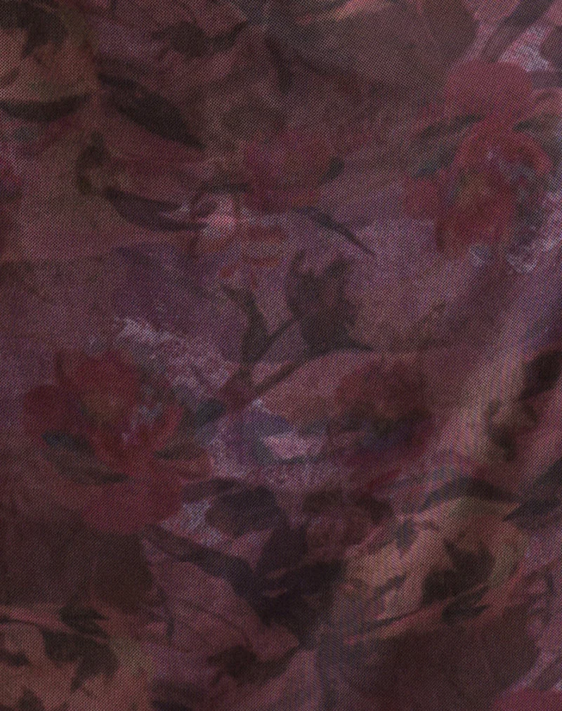 Mini-robe Bublik en maille à motif floral flou bordeaux