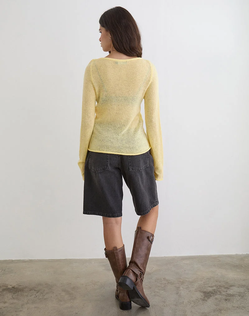 Haut à manches longues Aika en maille transparente Lemon