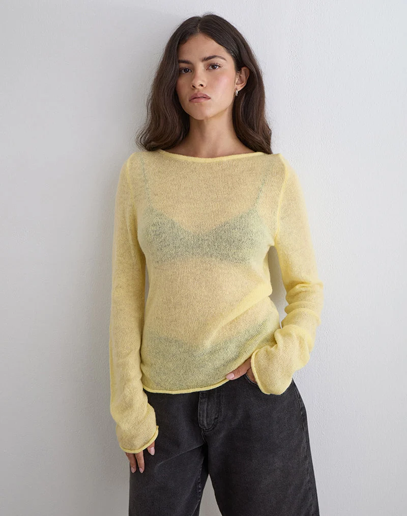 Haut à manches longues Aika en maille transparente Lemon