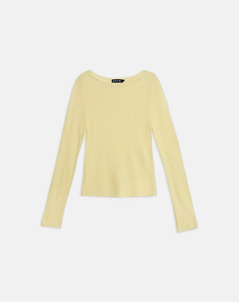 Haut à manches longues Aika en maille transparente Lemon