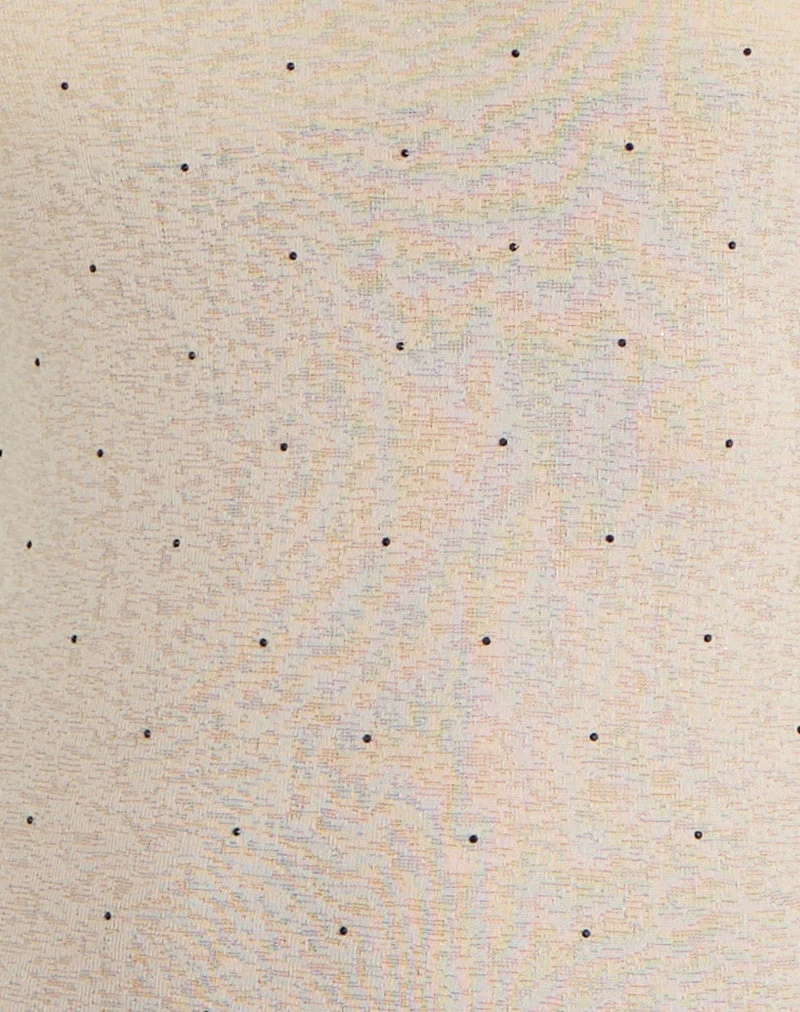 Haut à manches longues Tineko en jersey texturé à pois beige