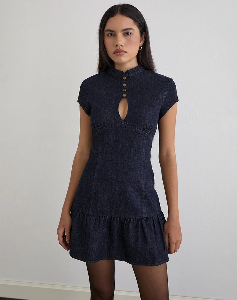 Mini-robe Manama en chambray indigo