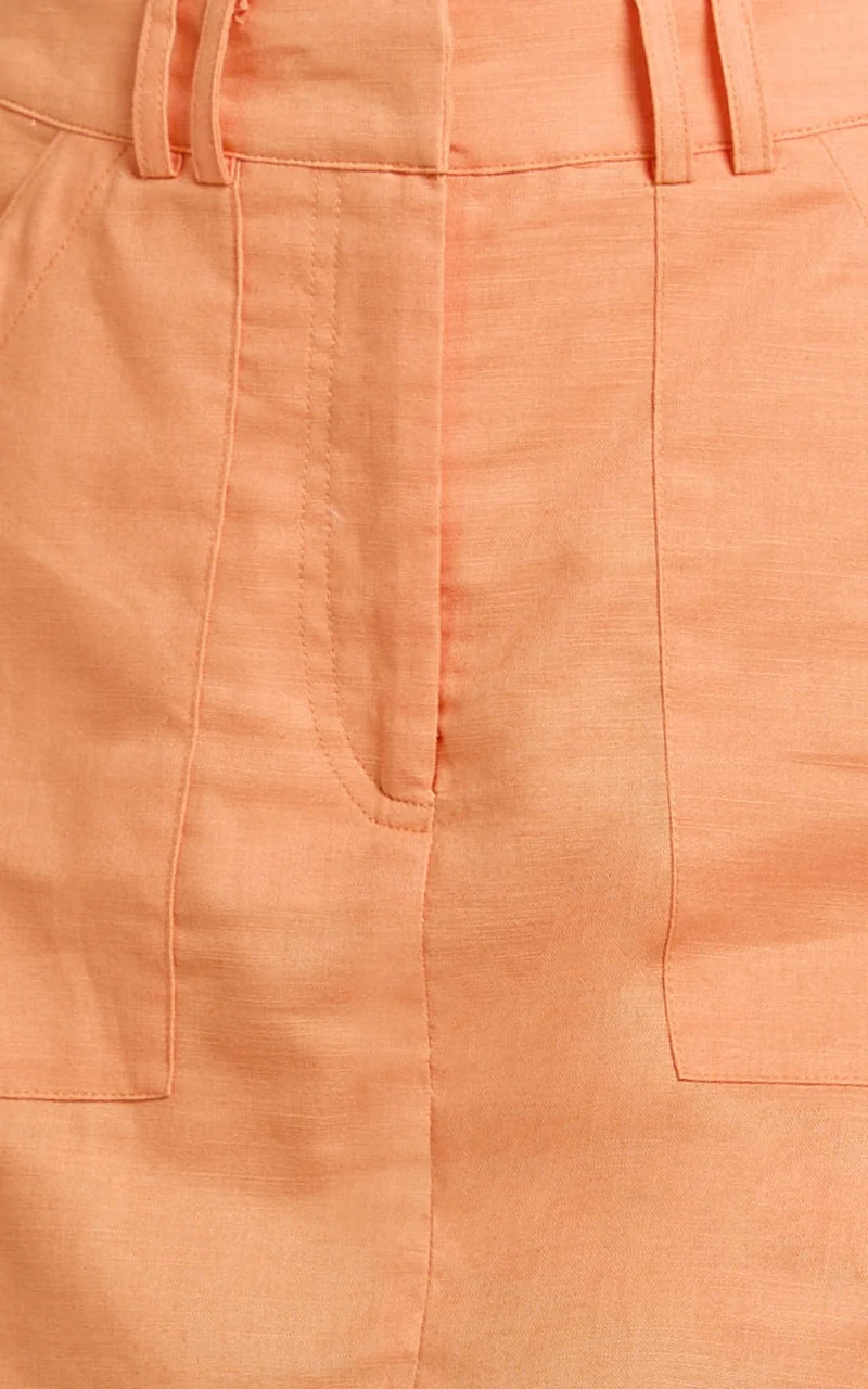 Dream Linen Blend Skort - High Waisted A Line Skort in Orange