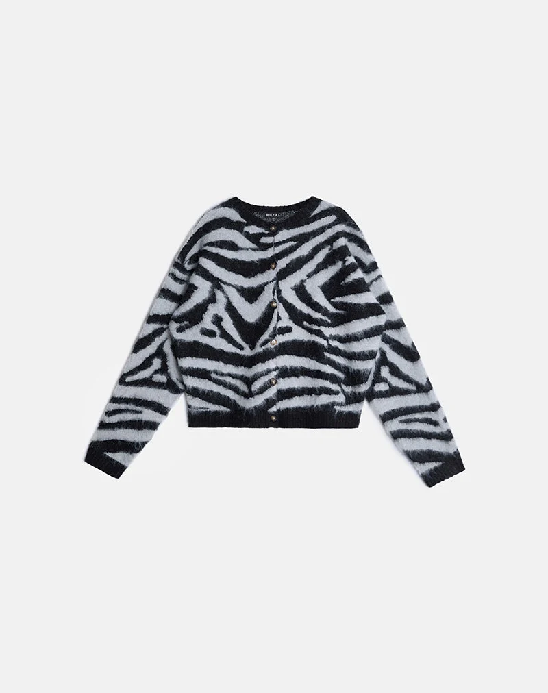 Cardigan Liliana en tricot Big Zebra noir et gris