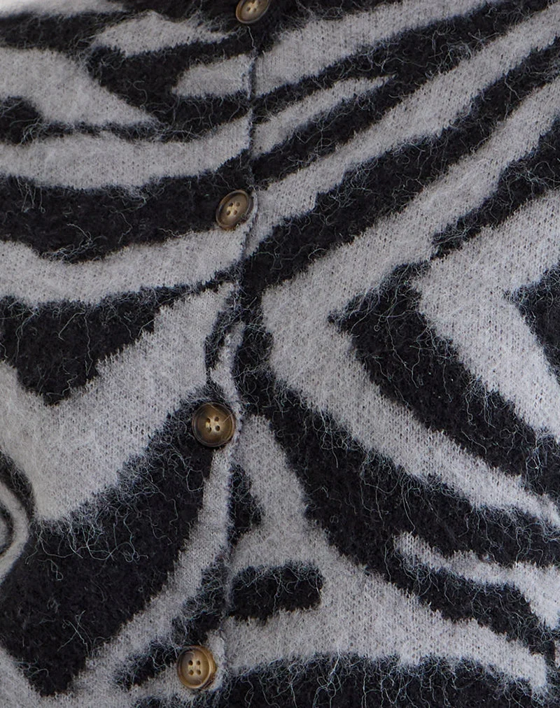 Cardigan Liliana en tricot Big Zebra noir et gris