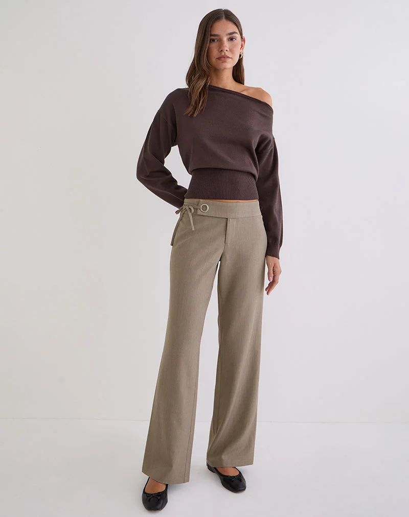 Pantalon Tova Tie Tailoring en beige kaki