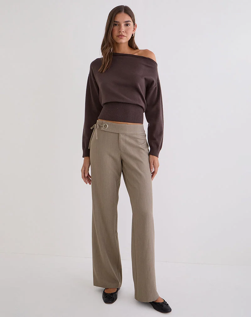 Pantalon Tova Tie Tailoring en beige kaki