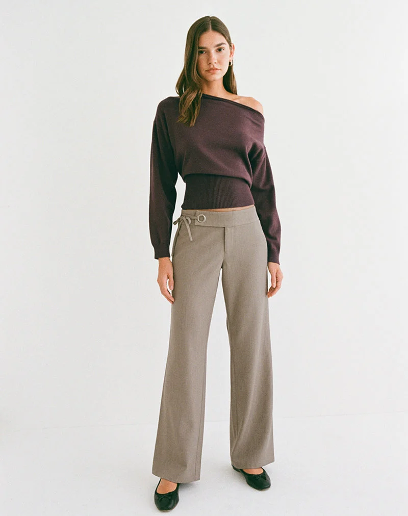 Pantalon Tova Tie Tailoring en beige kaki