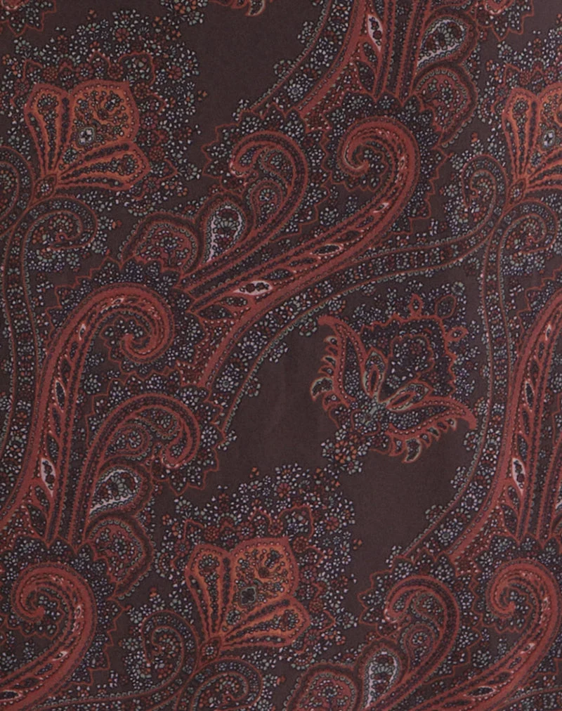 Jupe midi Suriela en mousseline à motif cachemire royal bordeaux