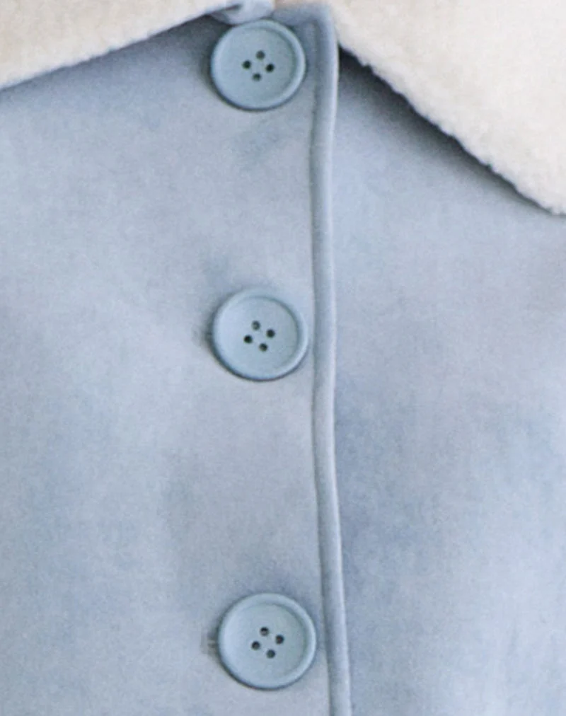 Veste Jano en faux daim bleu avec fourrure Borg