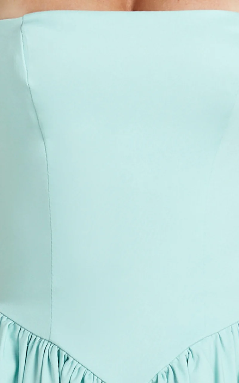 Helda Midi Dress - Halter Tie Neck Corset Panel Dress in Mint