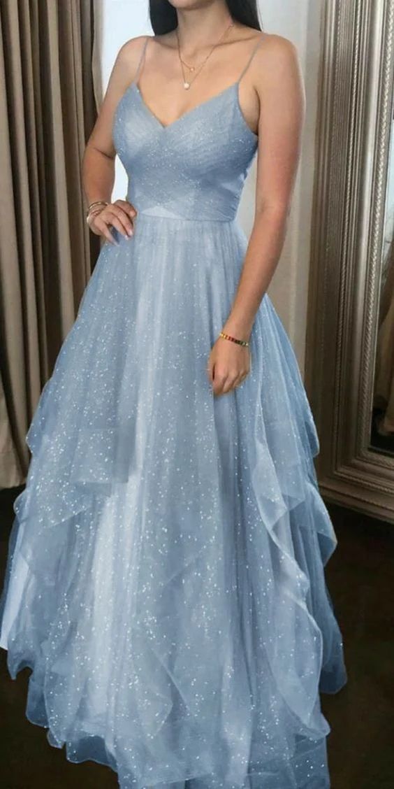 Belle robe de soirée bleue longue