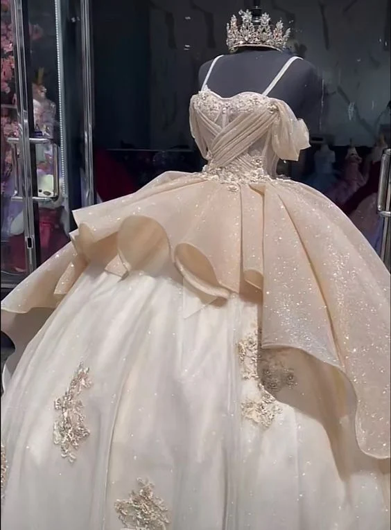 Robe de bal de luxe Quinceanera avec corset appliqué