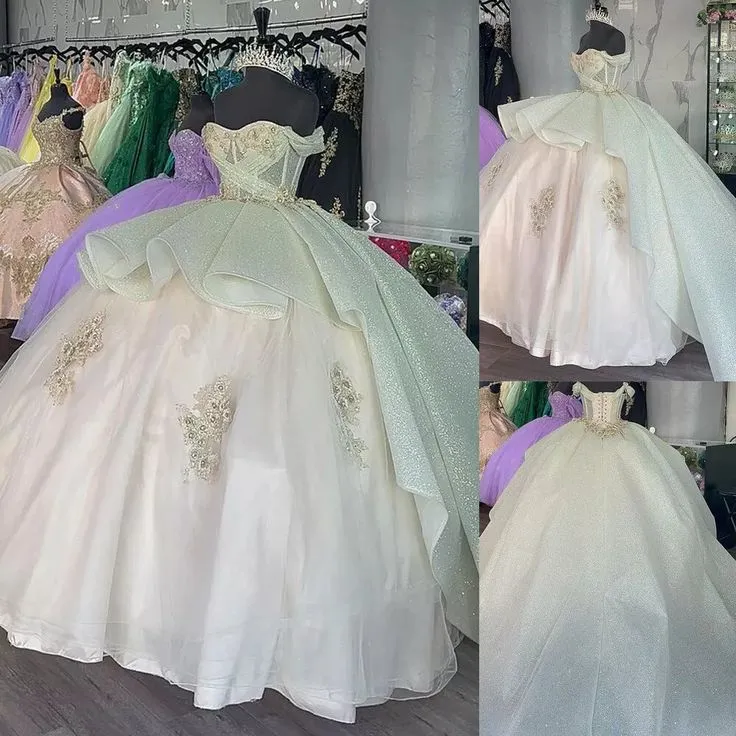 Robe de bal de luxe Quinceanera avec corset appliqué