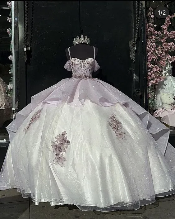 Robe de bal de luxe Quinceanera avec corset appliqué