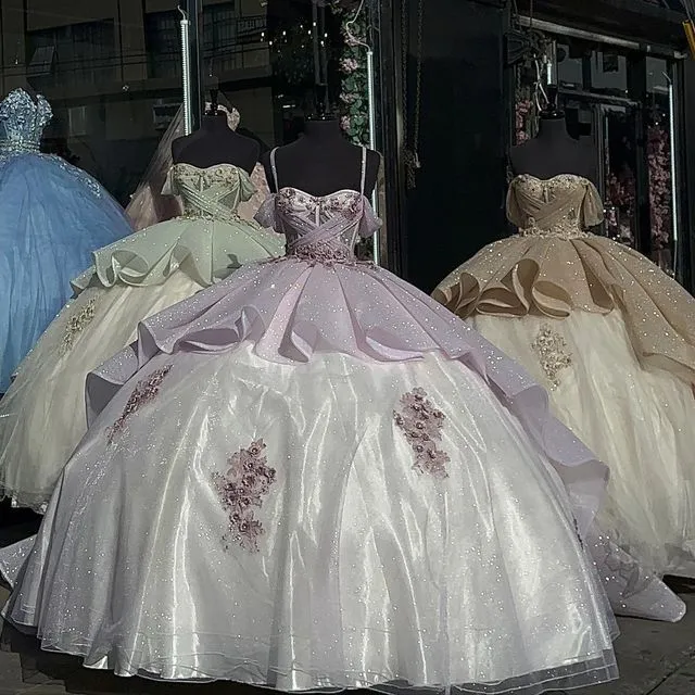 Robe de bal de luxe Quinceanera avec corset appliqué