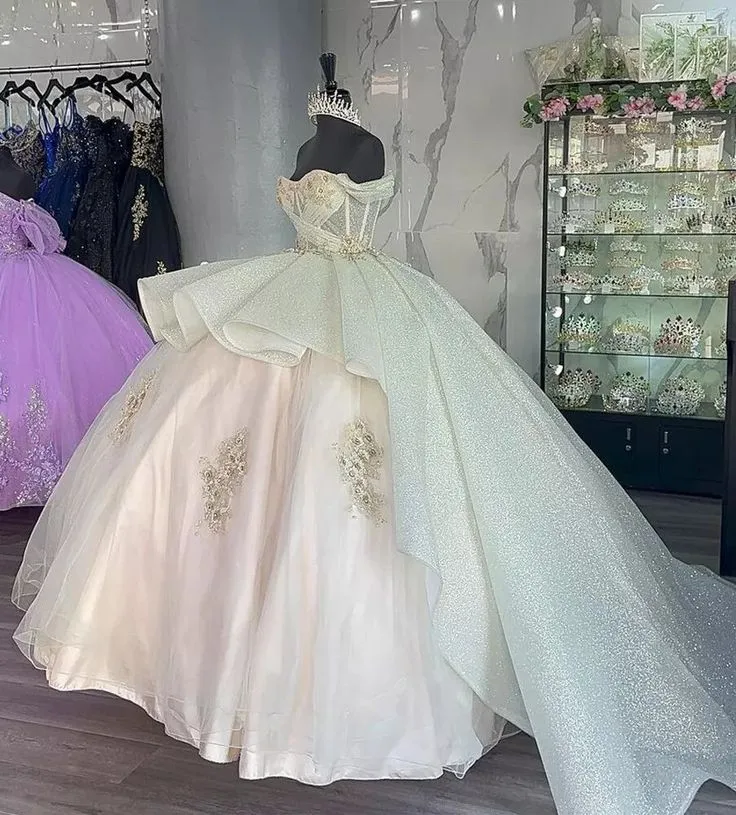 Robe de bal de luxe Quinceanera avec corset appliqué