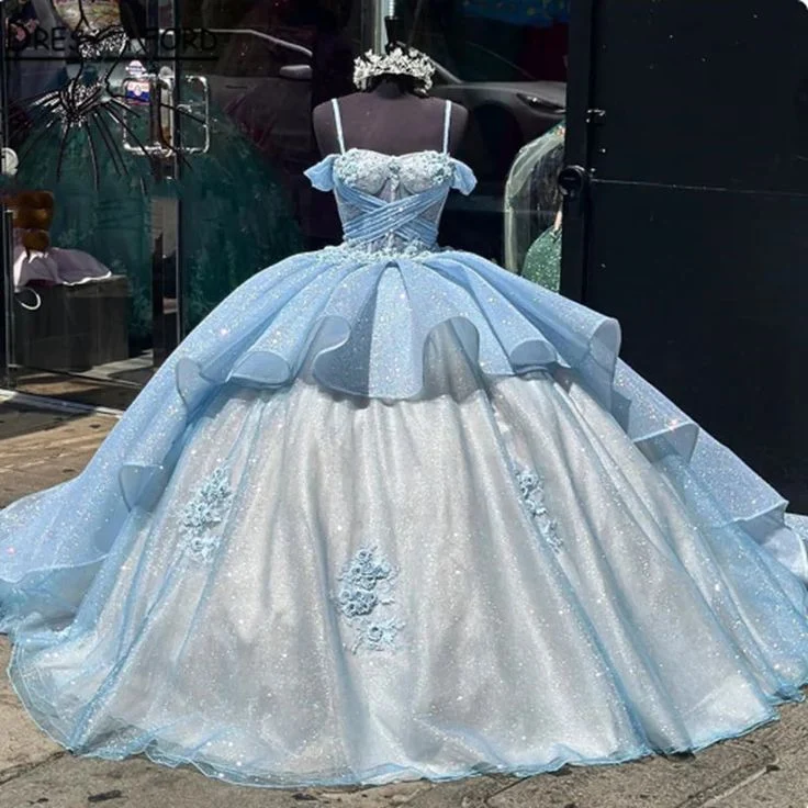 Robe de bal de luxe Quinceanera avec corset appliqué