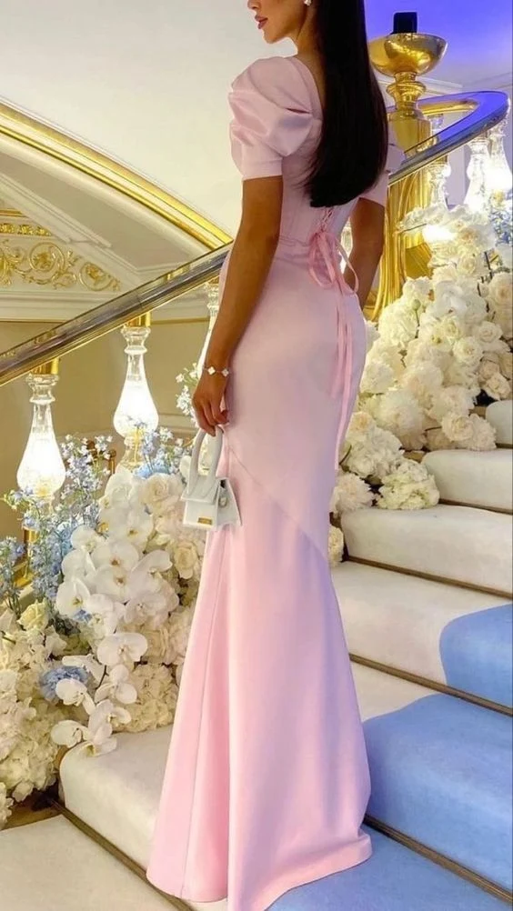 Robes de bal roses pour femmes, robes de soirée formelles en satin