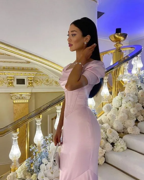 Robes de bal roses pour femmes, robes de soirée formelles en satin