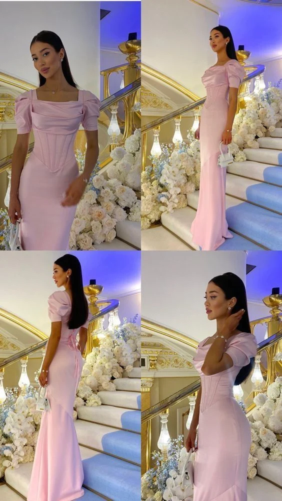 Robes de bal roses pour femmes, robes de soirée formelles en satin