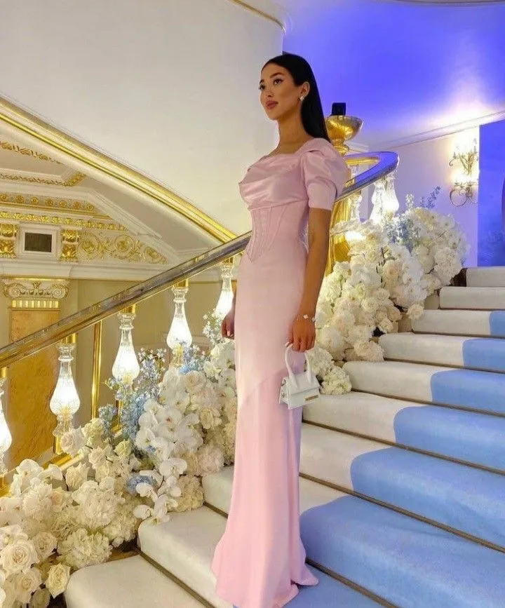Robes de bal roses pour femmes, robes de soirée formelles en satin