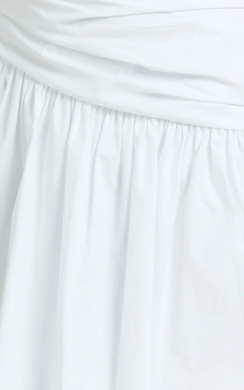 Almera Mini Dress - Strapless Ruched Dress in White