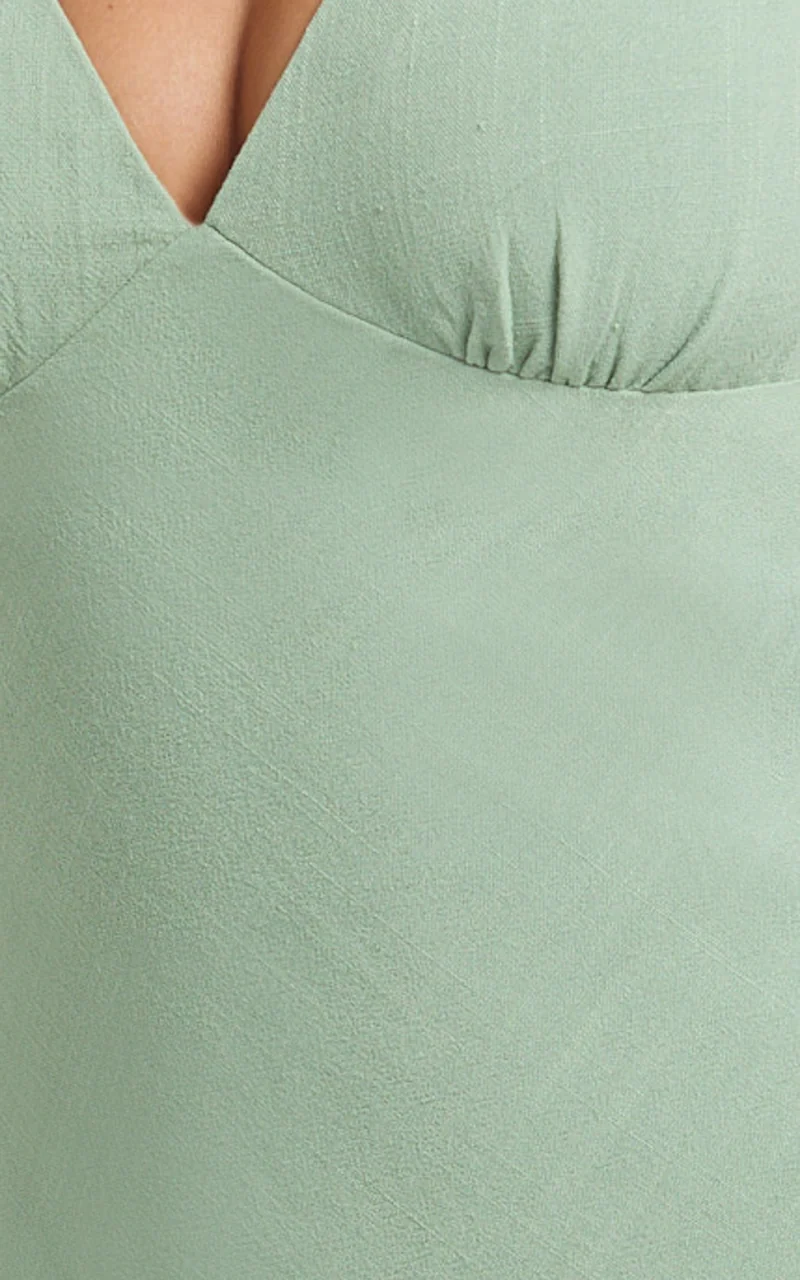 Gabrielle Mini Dress - Knot Strap Detail Mini Dress in Sage