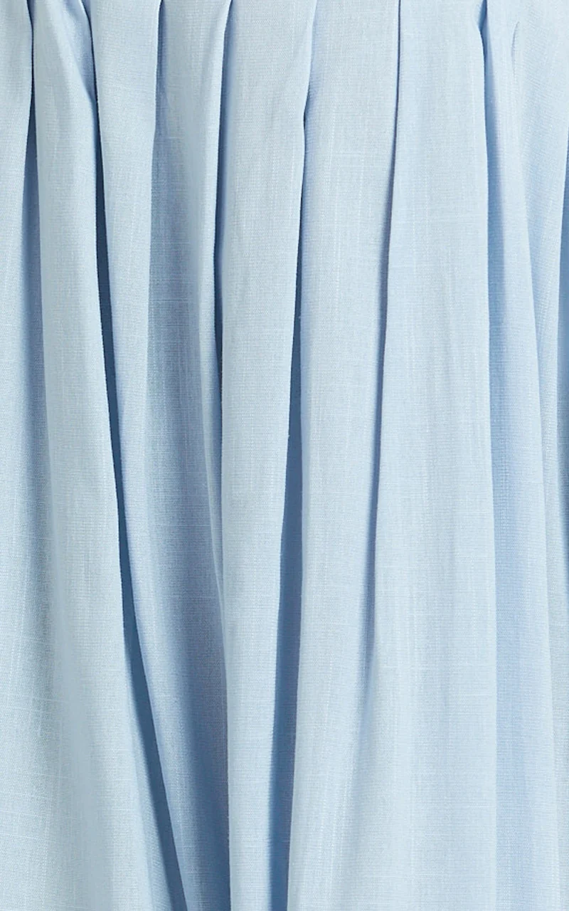 Cloe Maxi Dress - Pleated Detail Dress in Blue