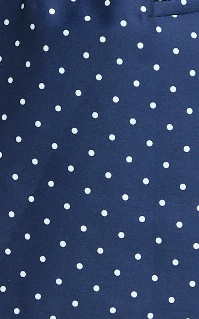 Benson Playsuit - Strapless Fit and Flare Playsuit in Navy Polka Dot
