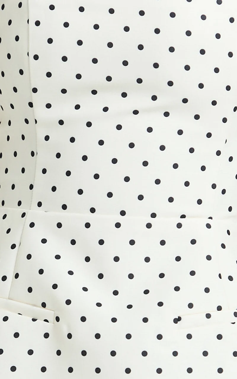 Benson Playsuit - Strapless Fit and Flare Playsuit in White Polka Dot