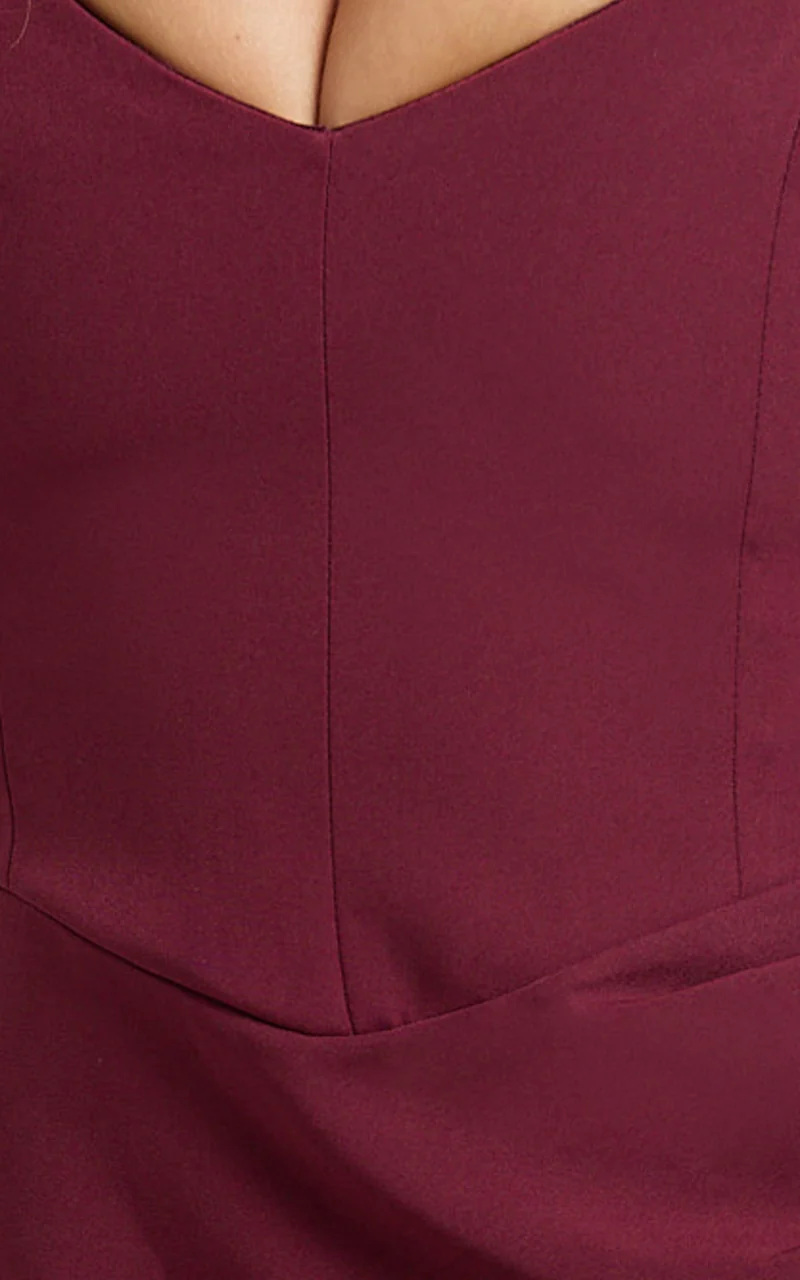 Veronika Maxi Dress - Off Shoulder Plunge High Split Dress in Wine