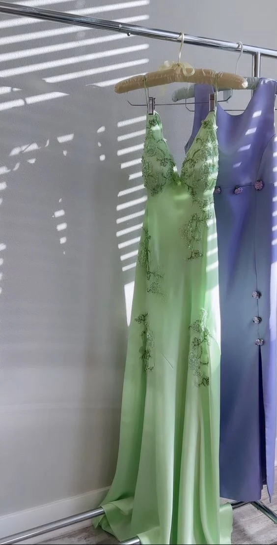 Robes de soirée longues vertes, robes de bal, robes de soirée formelles