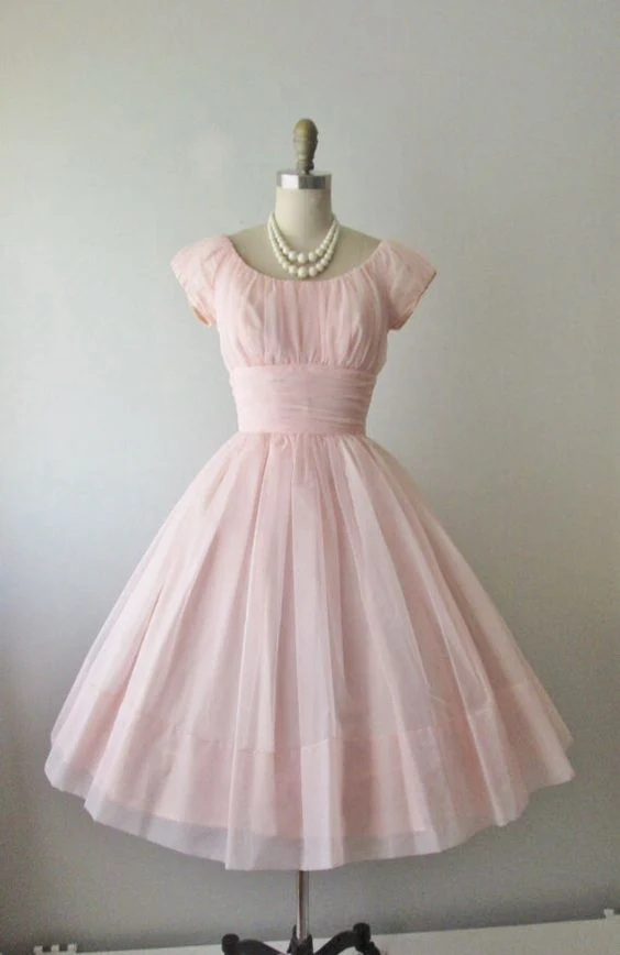 Robe de soirée courte rose en tulle pour femme
