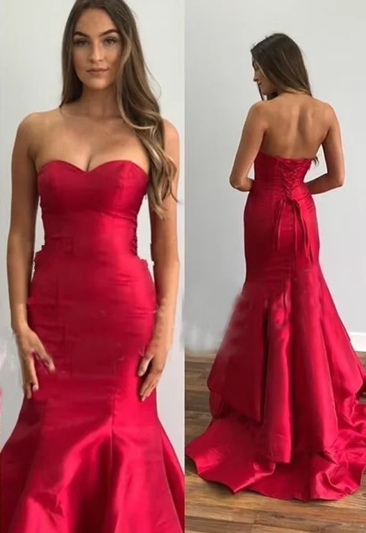 Robe de bal sirène élégante, décolleté en cœur, longueur au sol