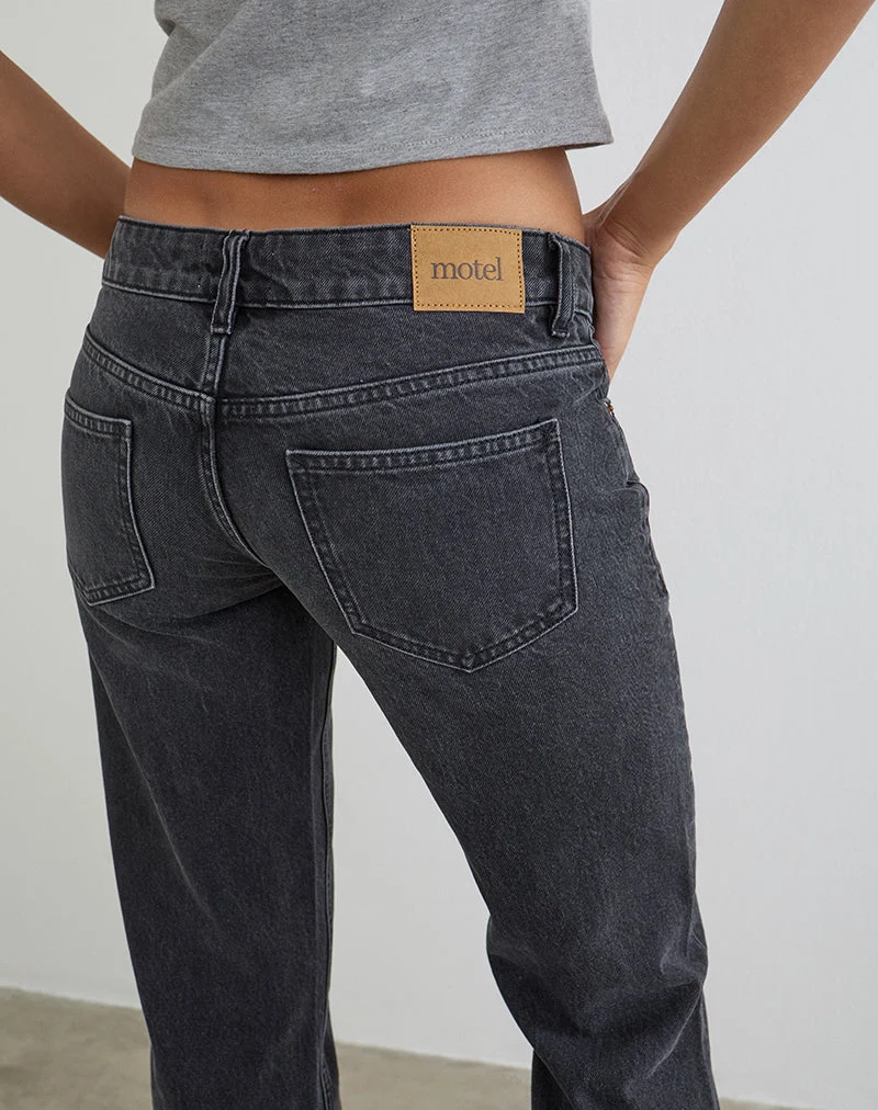 Jean extra taille basse évasé noir vintage