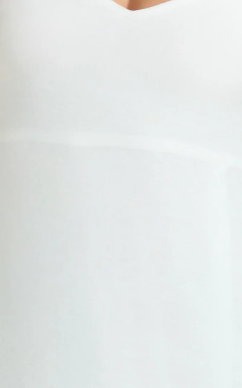 Collins Maxi Dress - V Neck Dropped Waist Gathered Maxi Dress in Off White
