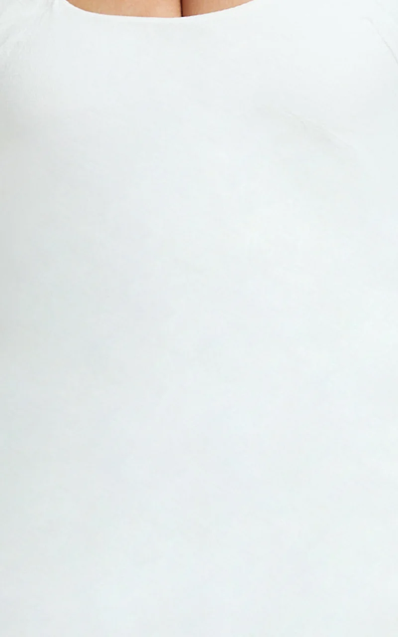 Murray Midi Dress - Deep U Halter Neck Dress in White