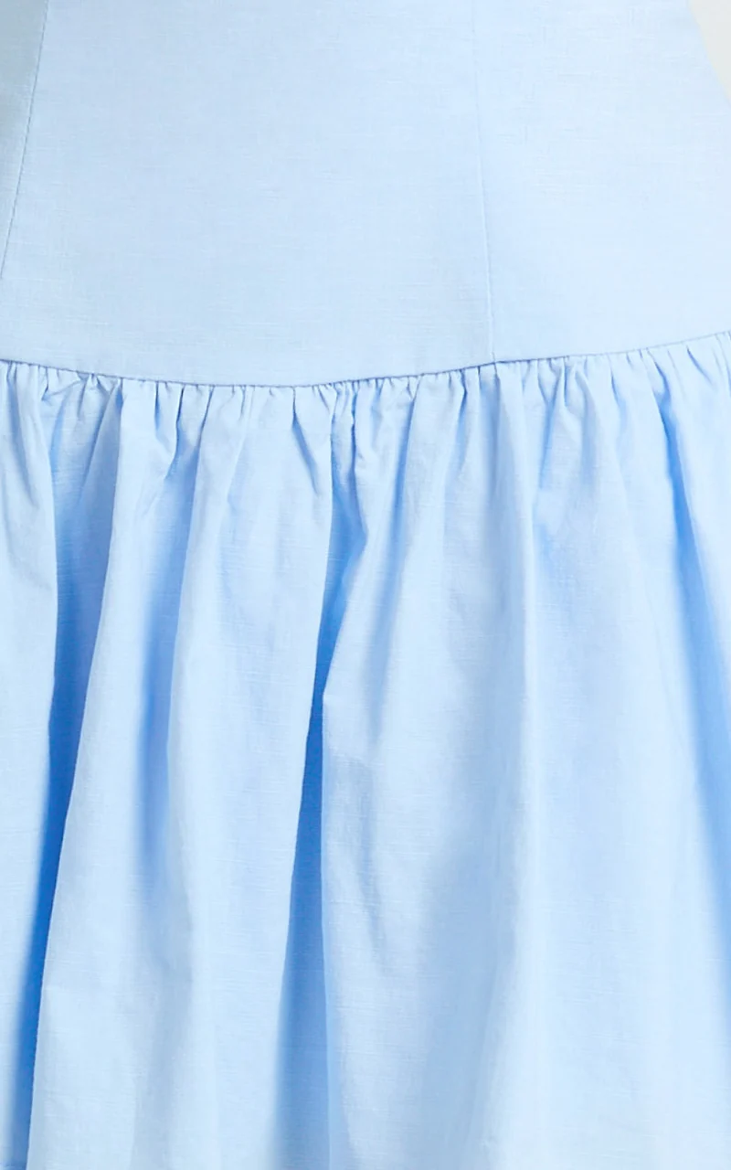 Izira Mini Dress - Boat Neck Drop Waist Shift Dress in Blue