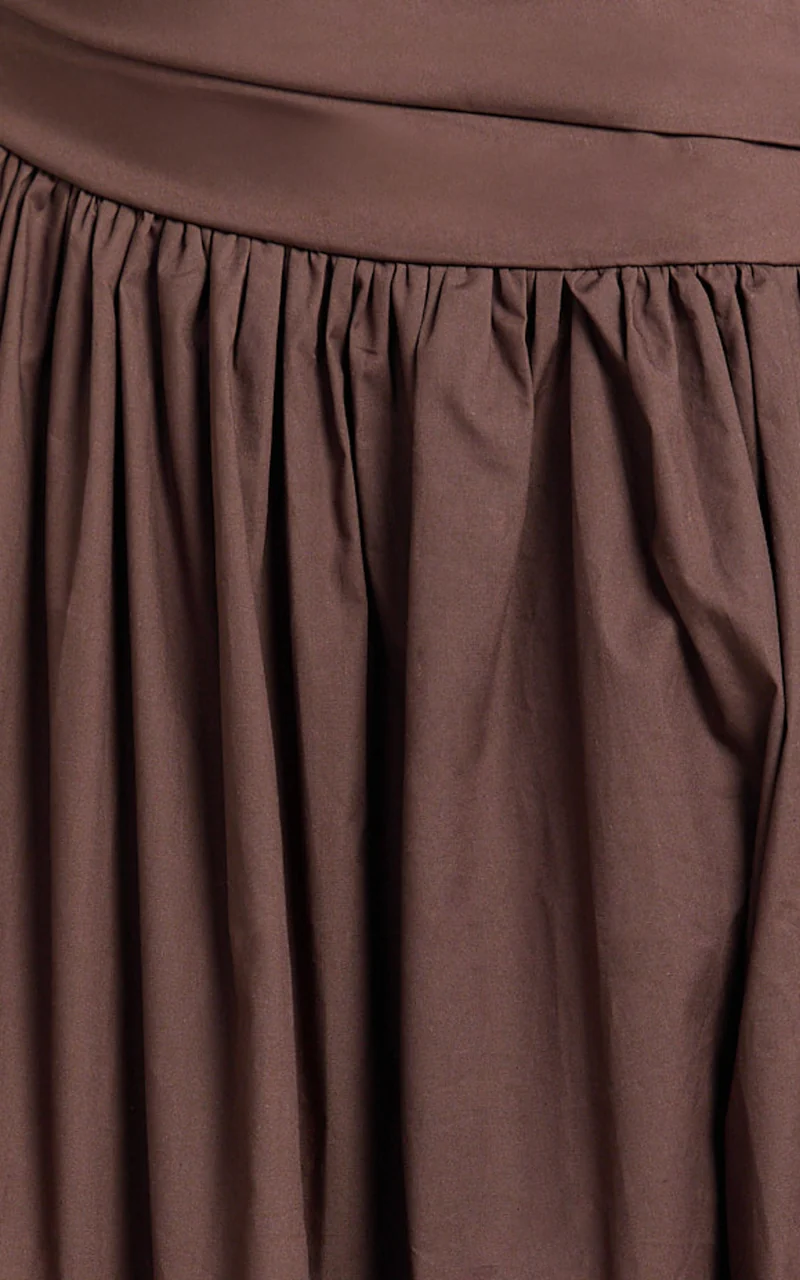 Cora Midi Dress - Strapless Dress in Chocolate
