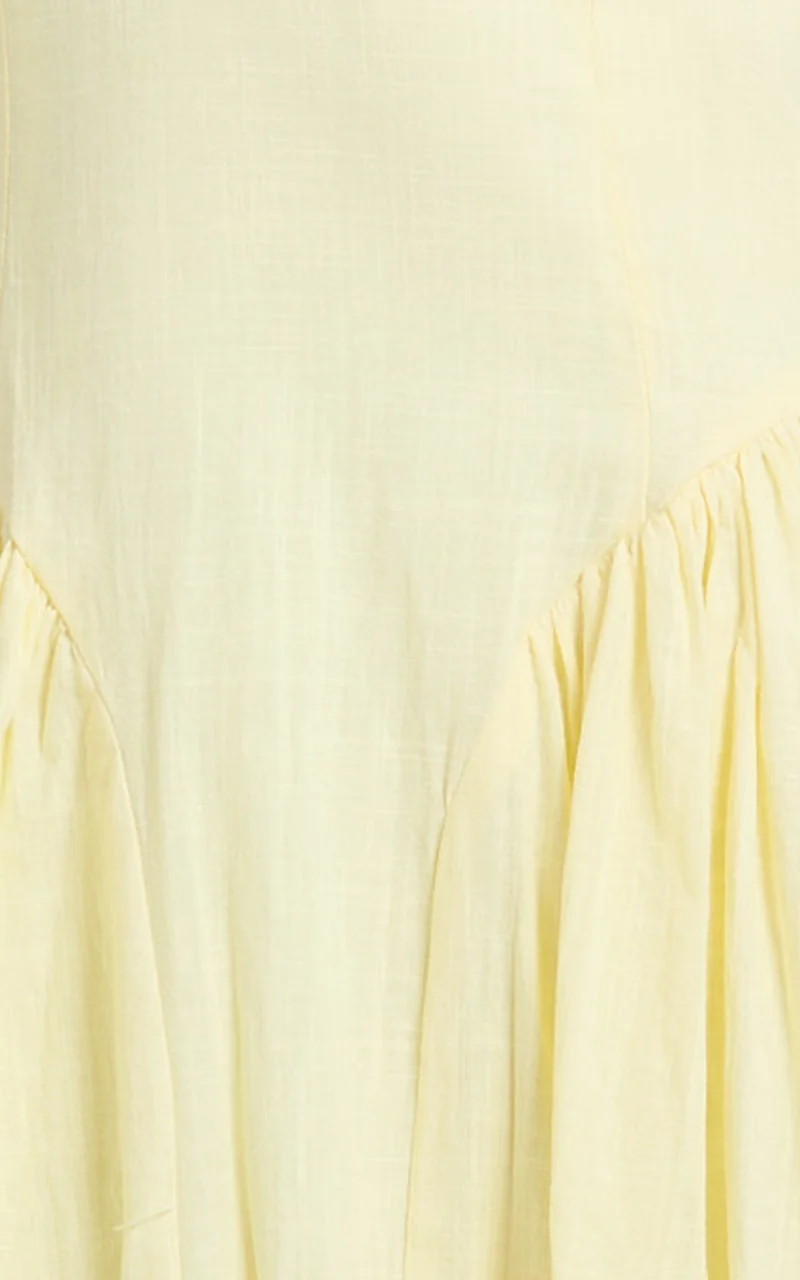 Athena Midi Dress - Halter Drop Waist Dress in Lemon