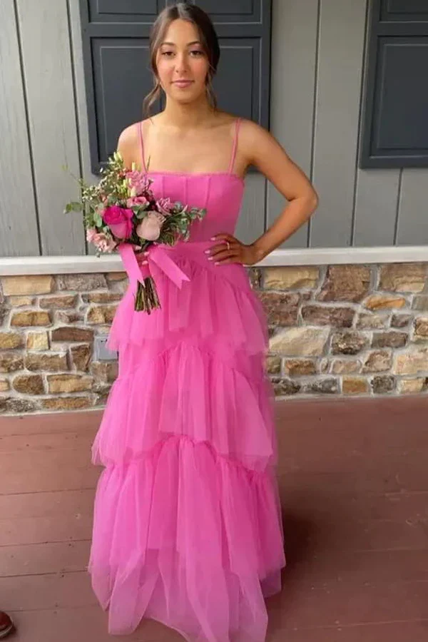 Robe de soirée longue rose