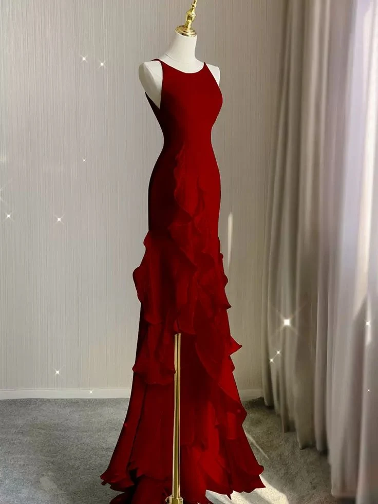 Robe de mariée sirène de plage à volants et bretelles spaghetti, dos nu, robe de bal