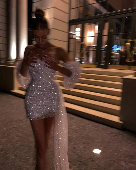Robe de soirée courte sexy à paillettes sur mesure