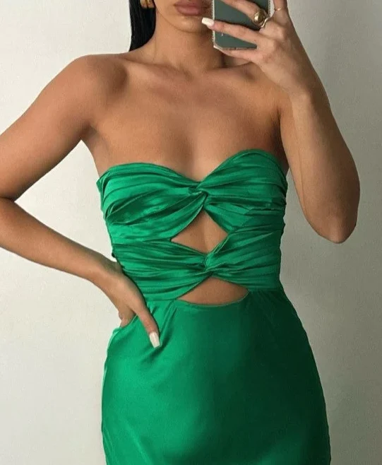Superbe robe de soirée fourreau verte longue
