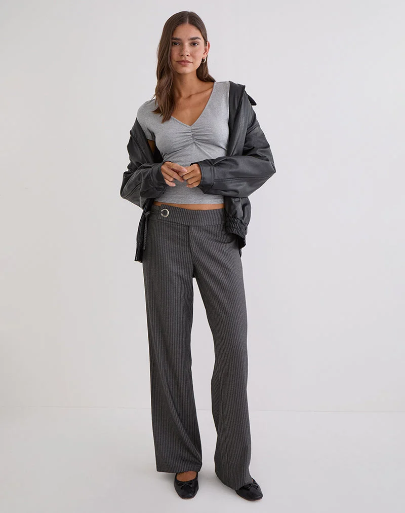 Pantalon Tova Tie Tailoring à fines rayures grises