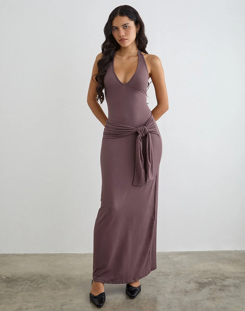 Robe longue Rohesia couleur taupe foncé