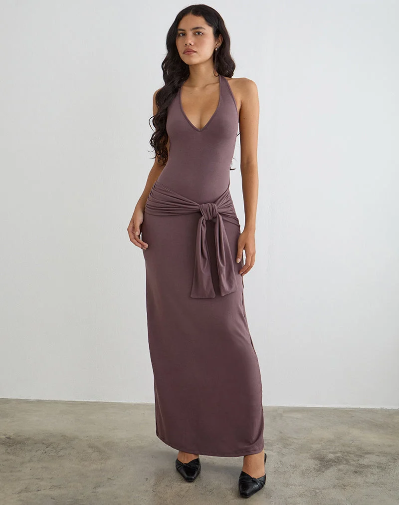 Robe longue Rohesia couleur taupe foncé