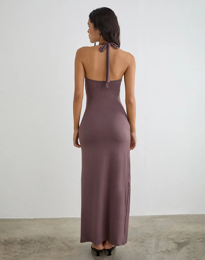 Robe longue Rohesia couleur taupe foncé