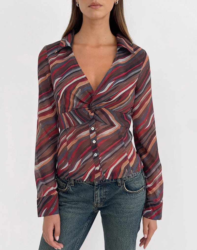 Chemise Karisma en mousseline à rayures ombrées style années 70